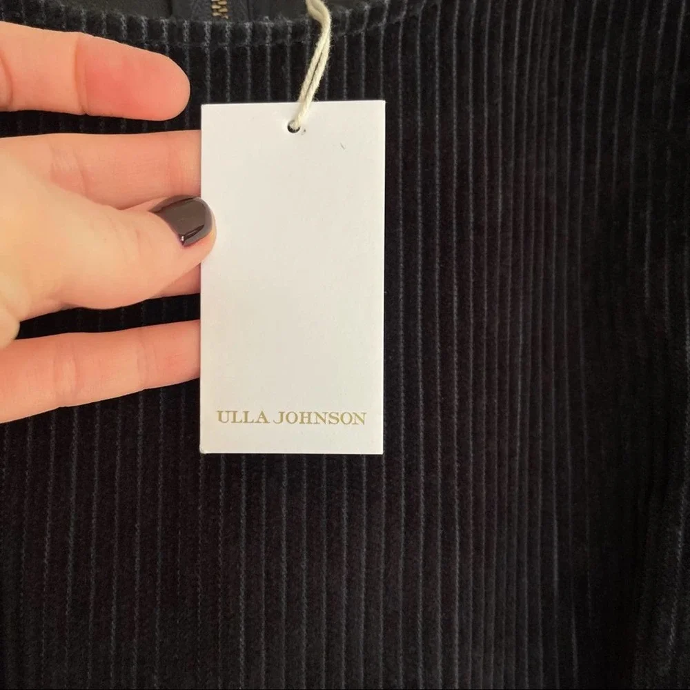 NWT Ulla‎ Johnson Finn Top Round Neck Corduroy Sweater In Black Size 4